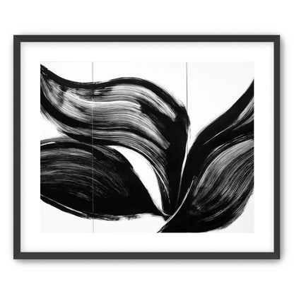 Three petals in black ink