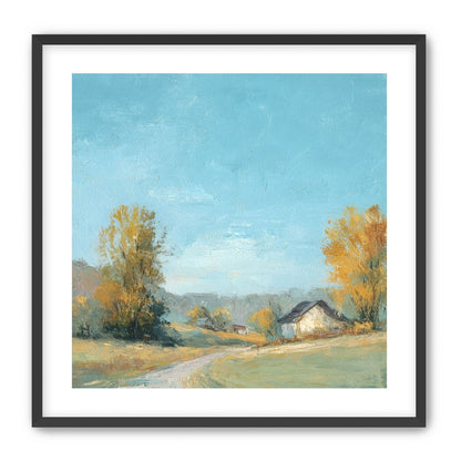 Blue sky over the farmhouse