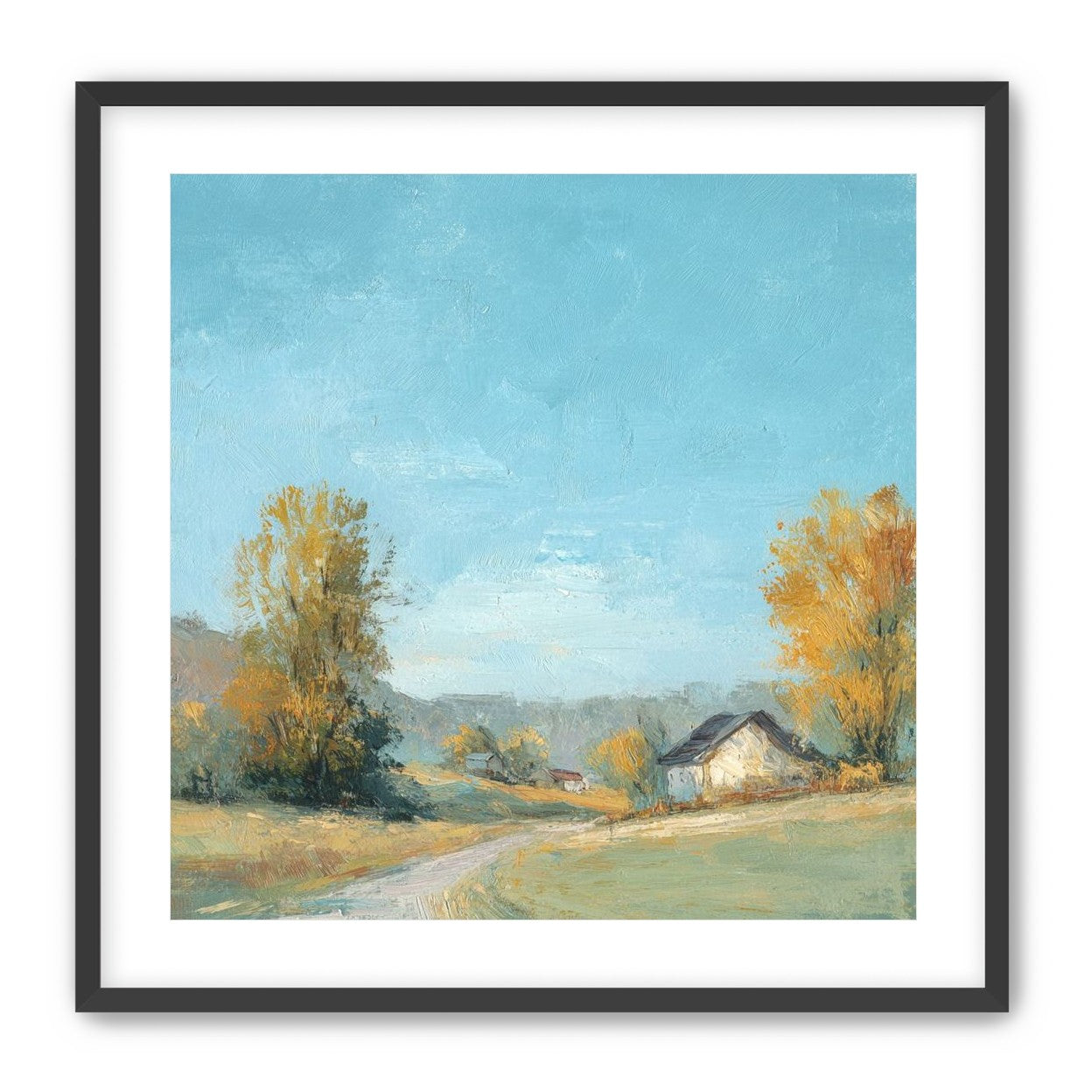 Blue sky over the farmhouse