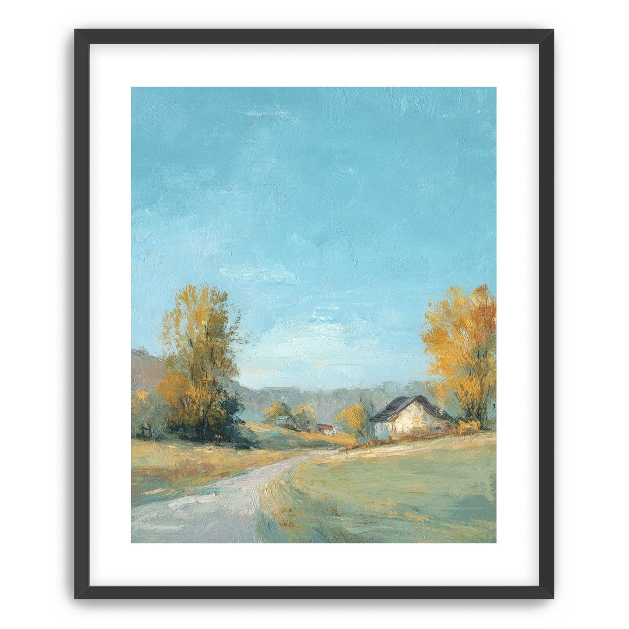 Blue sky over the farmhouse