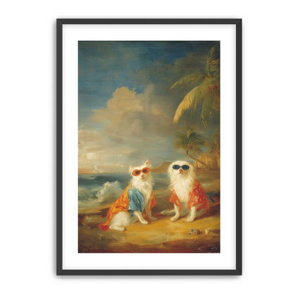 Sunglasses cats on the beach