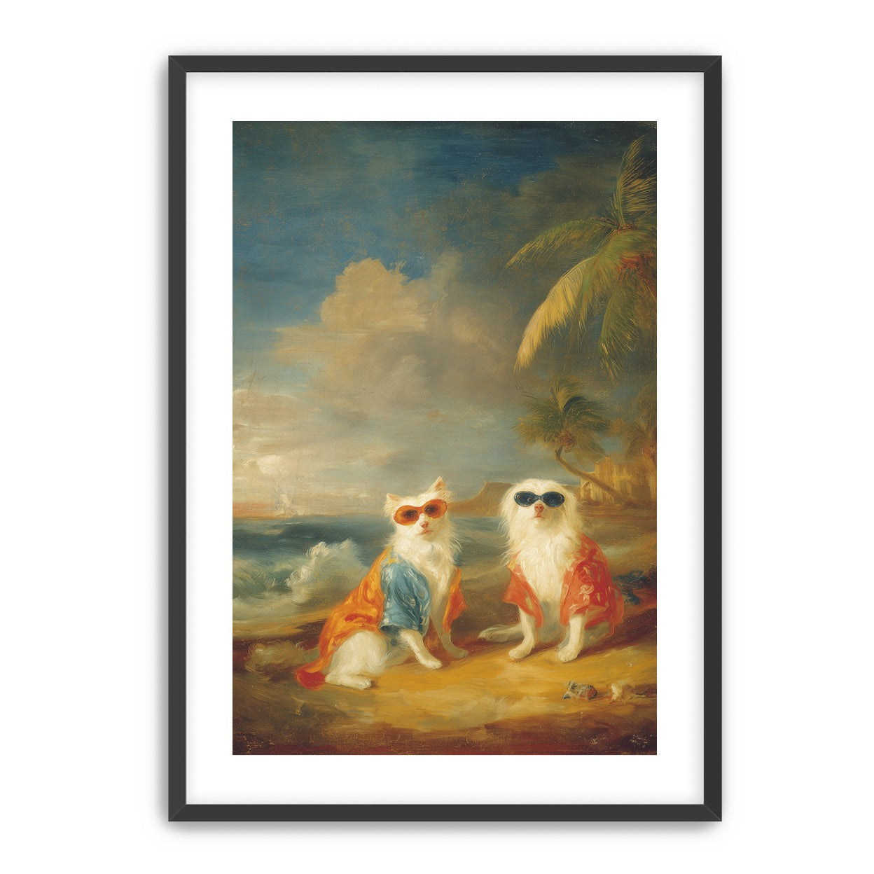 Sunglasses cats on the beach