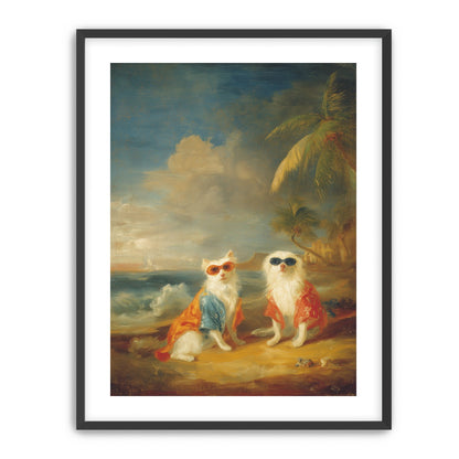 Sunglasses cats on the beach