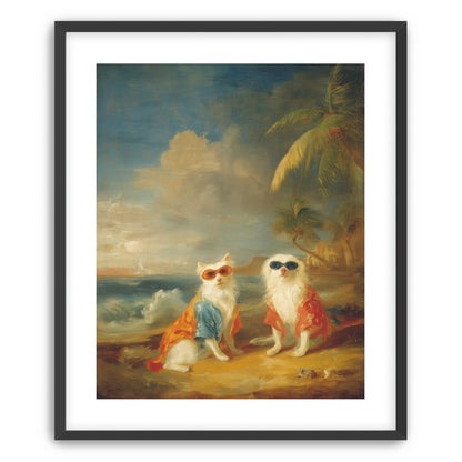 Sunglasses cats on the beach