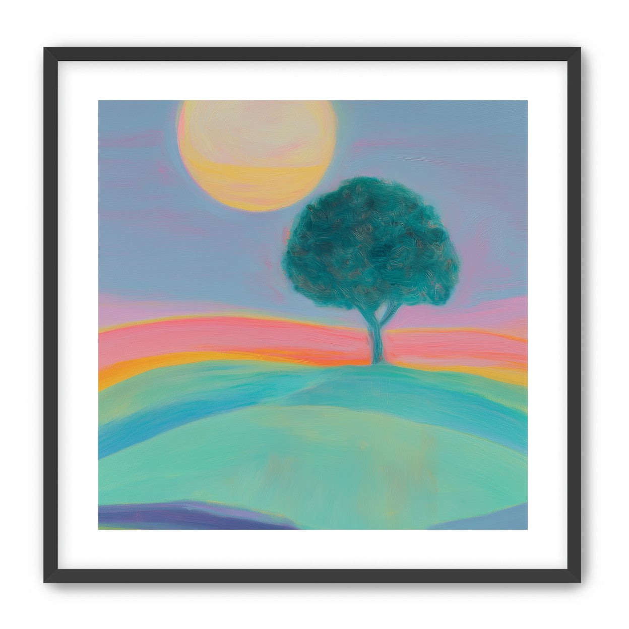 The sun behind the tree
