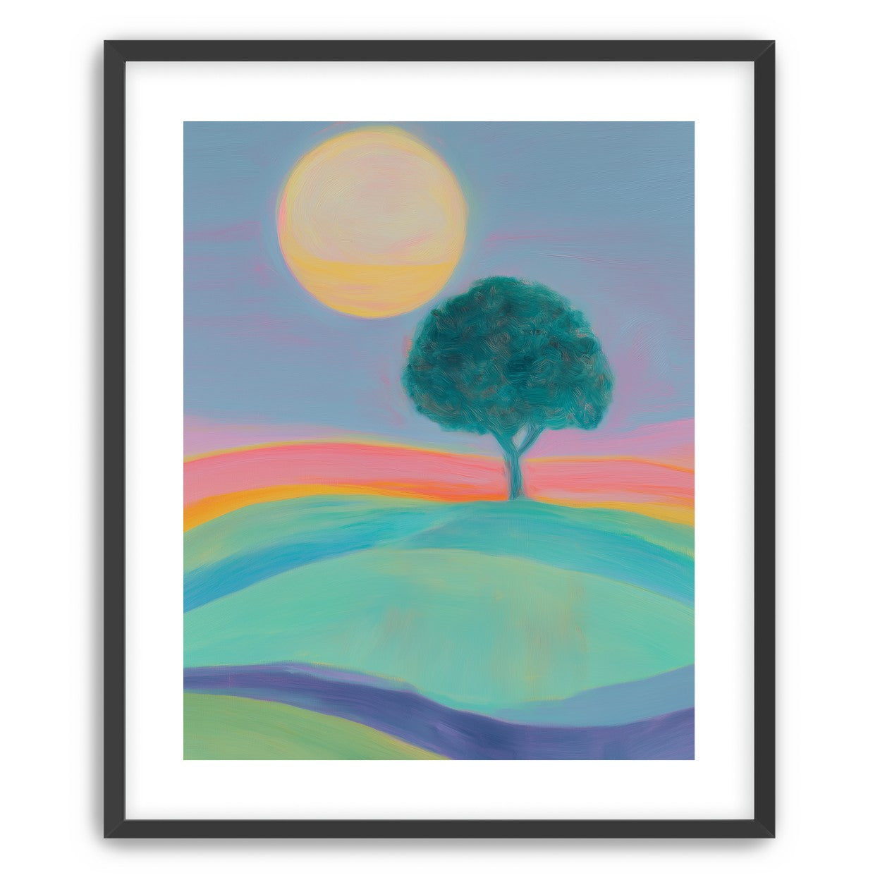 The sun behind the tree