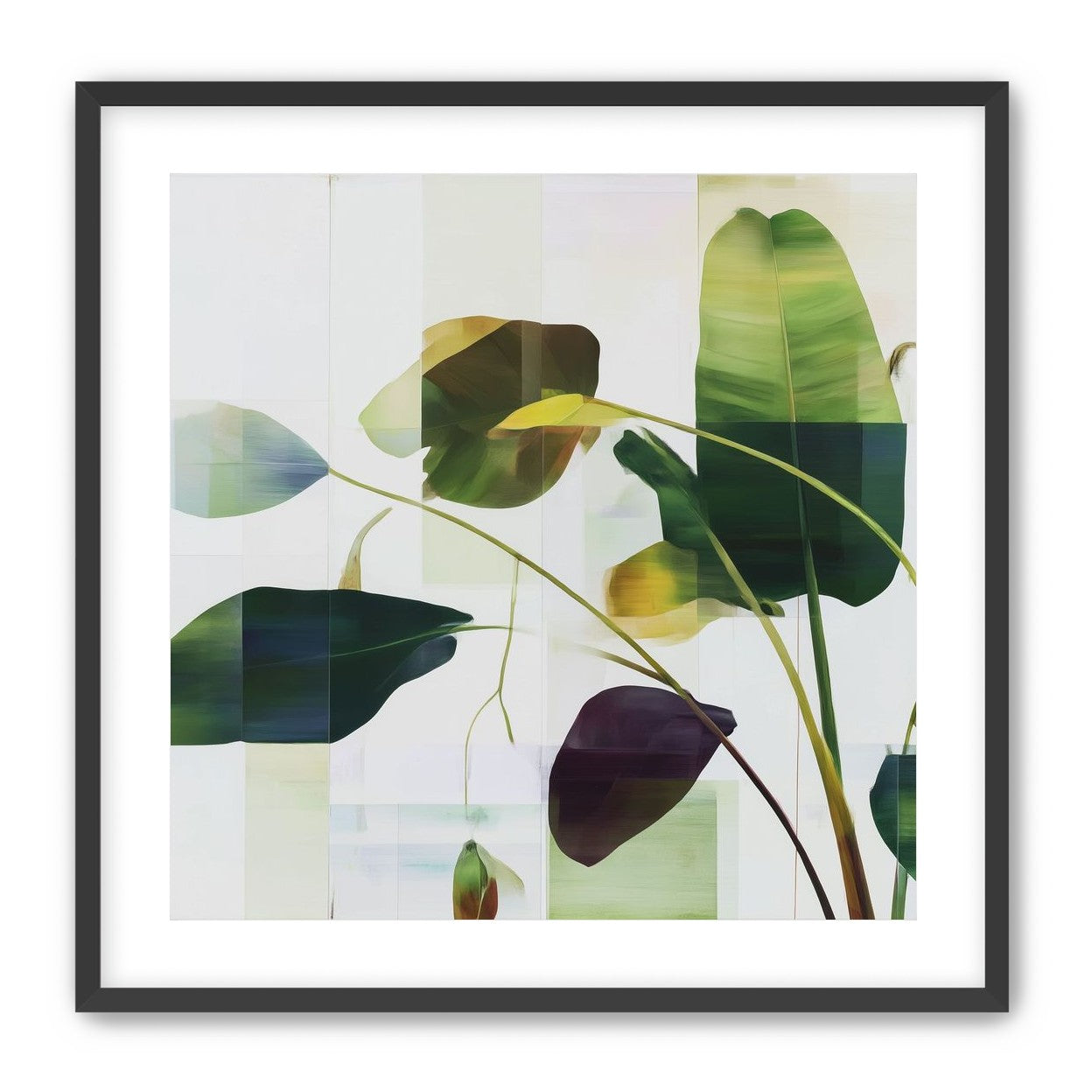 Stems crossing the pale grid