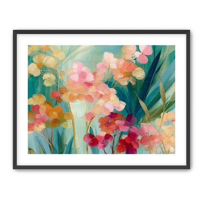 Flowers among teal leaves