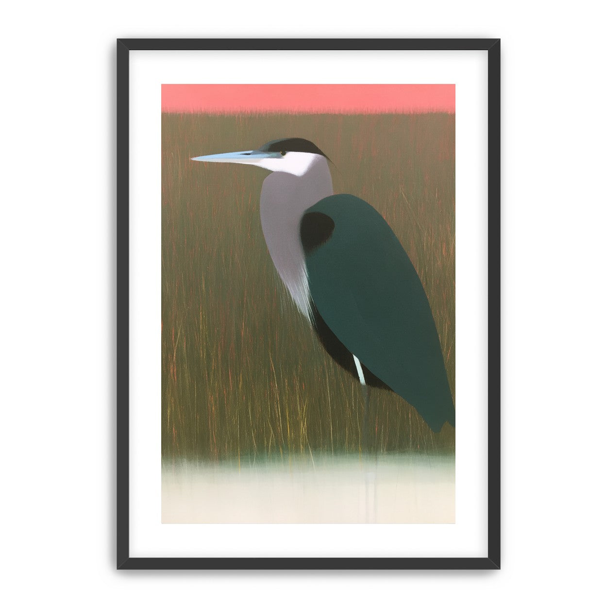 Heron in pink dusk