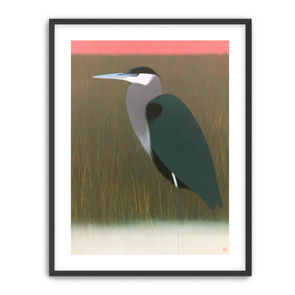 Heron in pink dusk