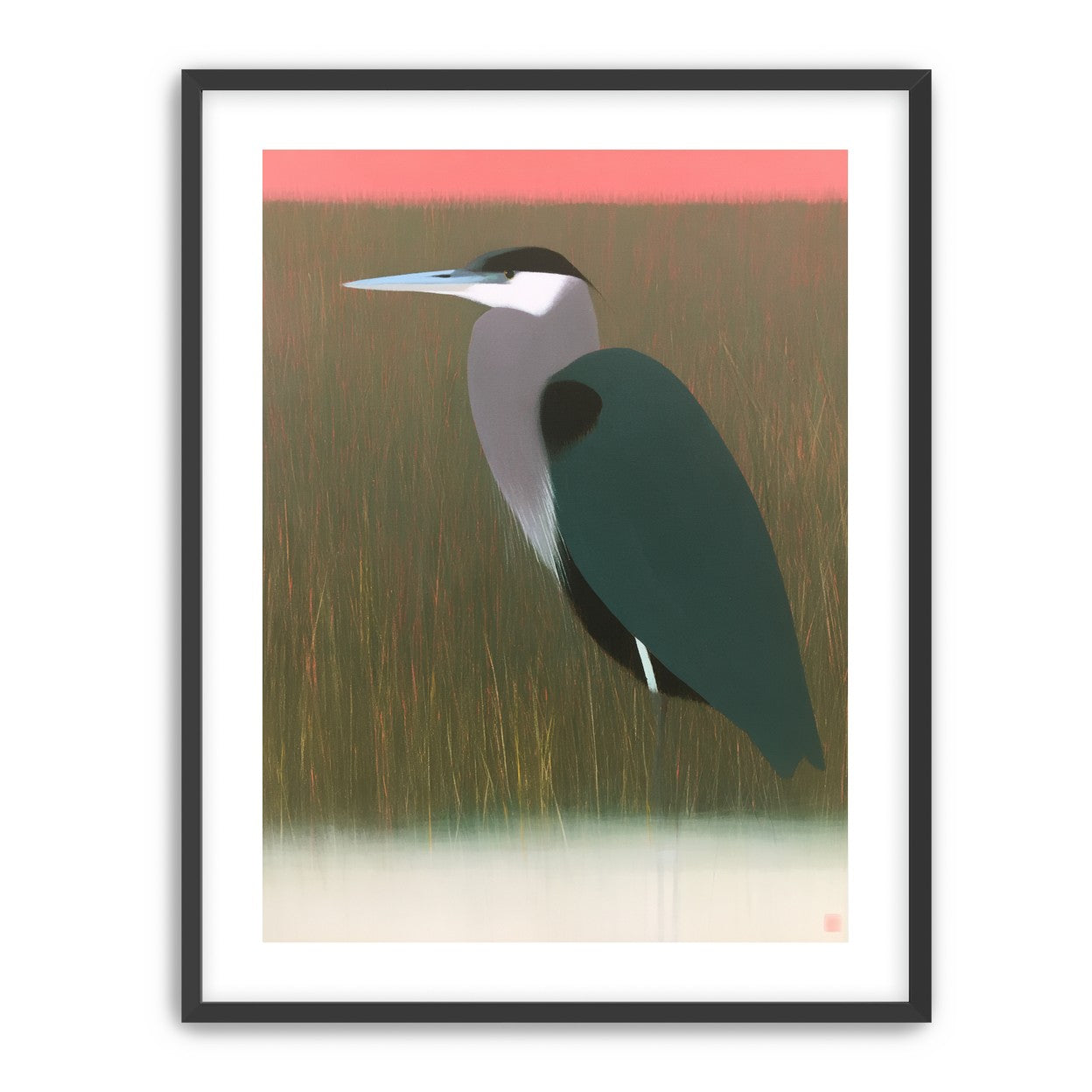 Heron in pink dusk