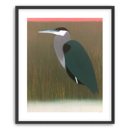 Heron in pink dusk