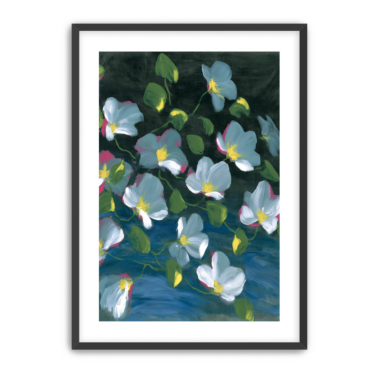 Pale blooms on black