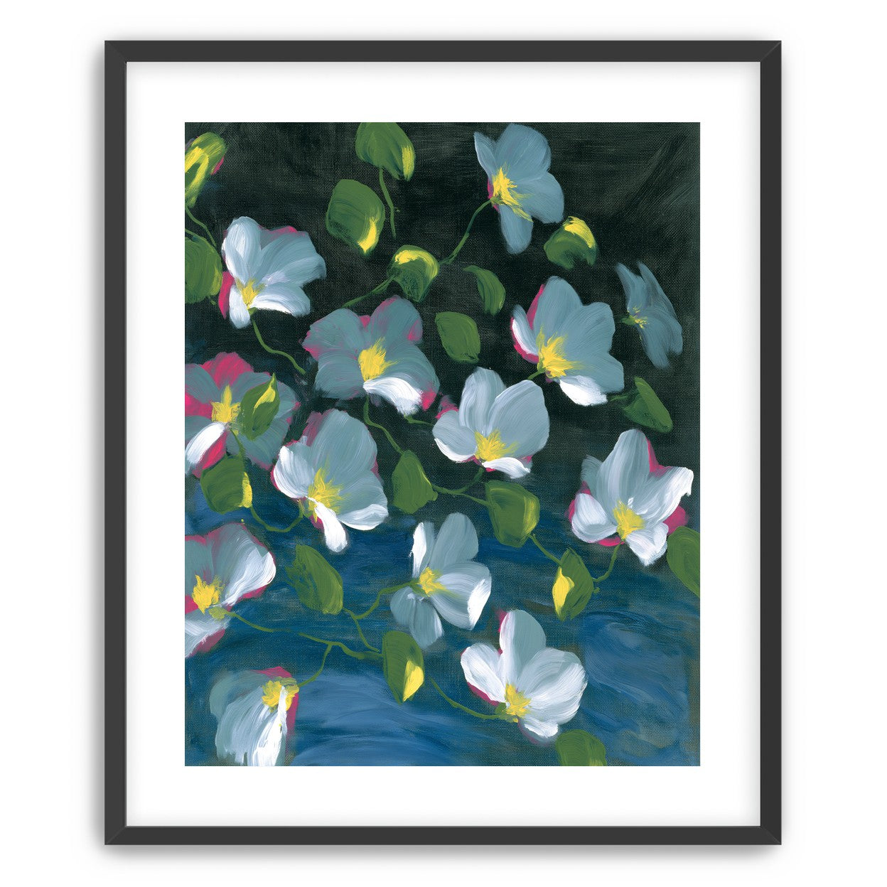 Pale blooms on black