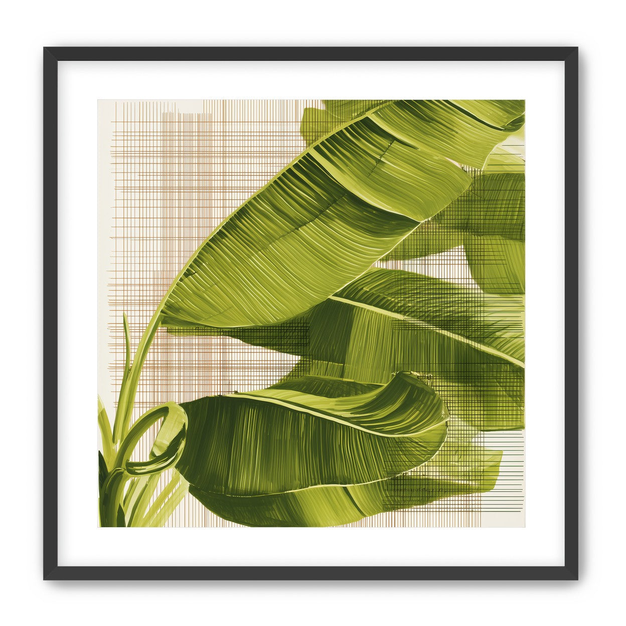 Banana leaves against the grid
