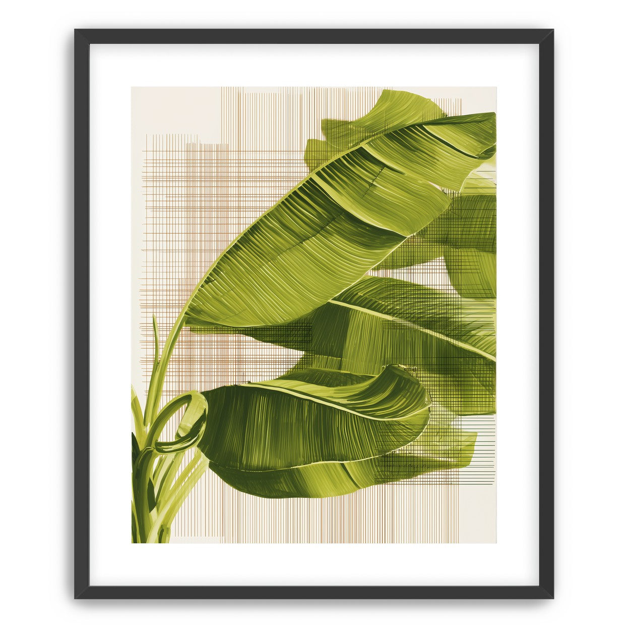 Banana leaves against the grid