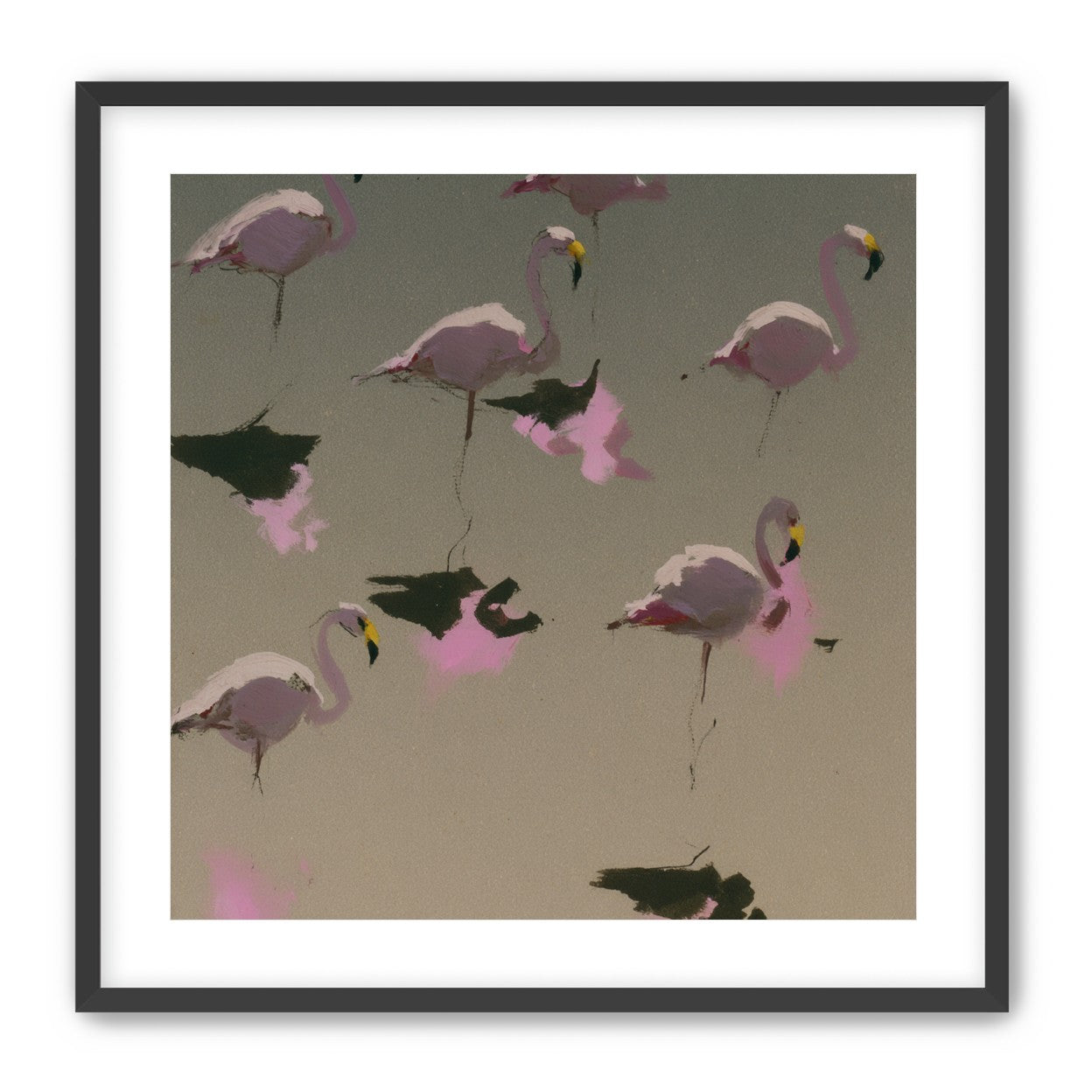 Flamingos in still water