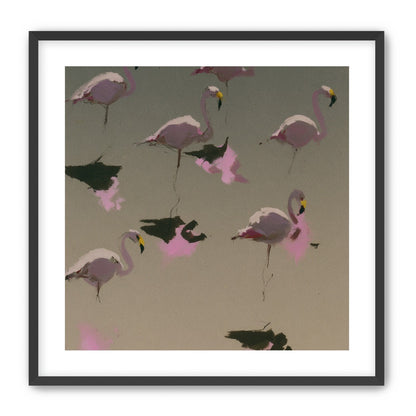 Flamingos in still water