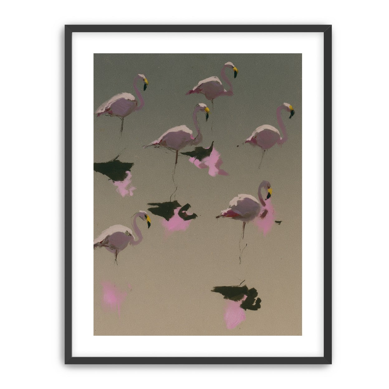 Flamingos in still water