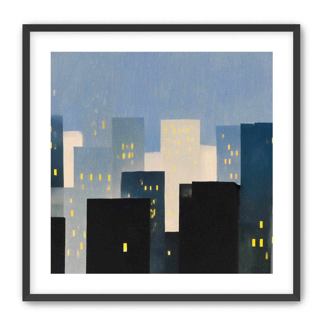 Soft windows in blue towers