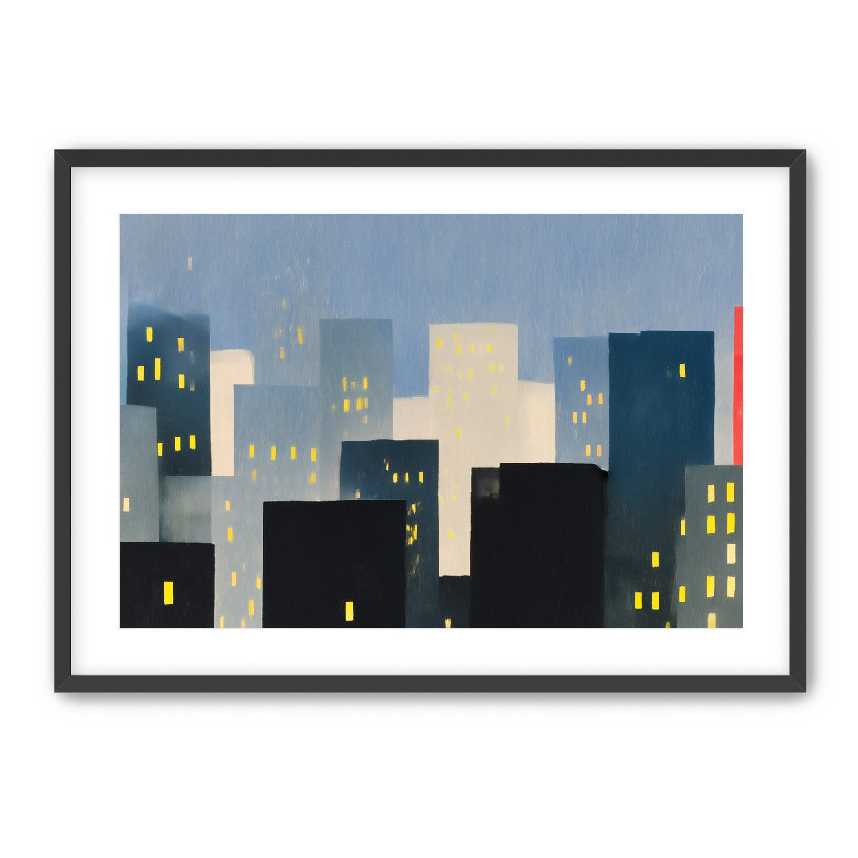 Soft windows in blue towers
