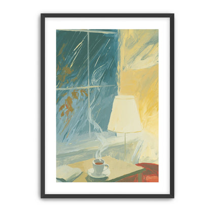 Steam against the rainy window