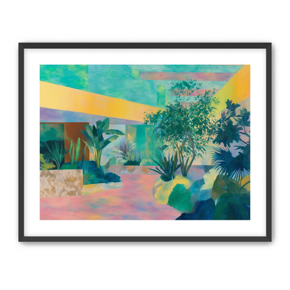 Garden beneath striped light