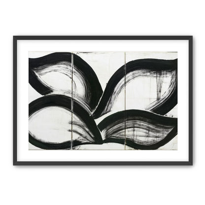 Black arcs across white panels