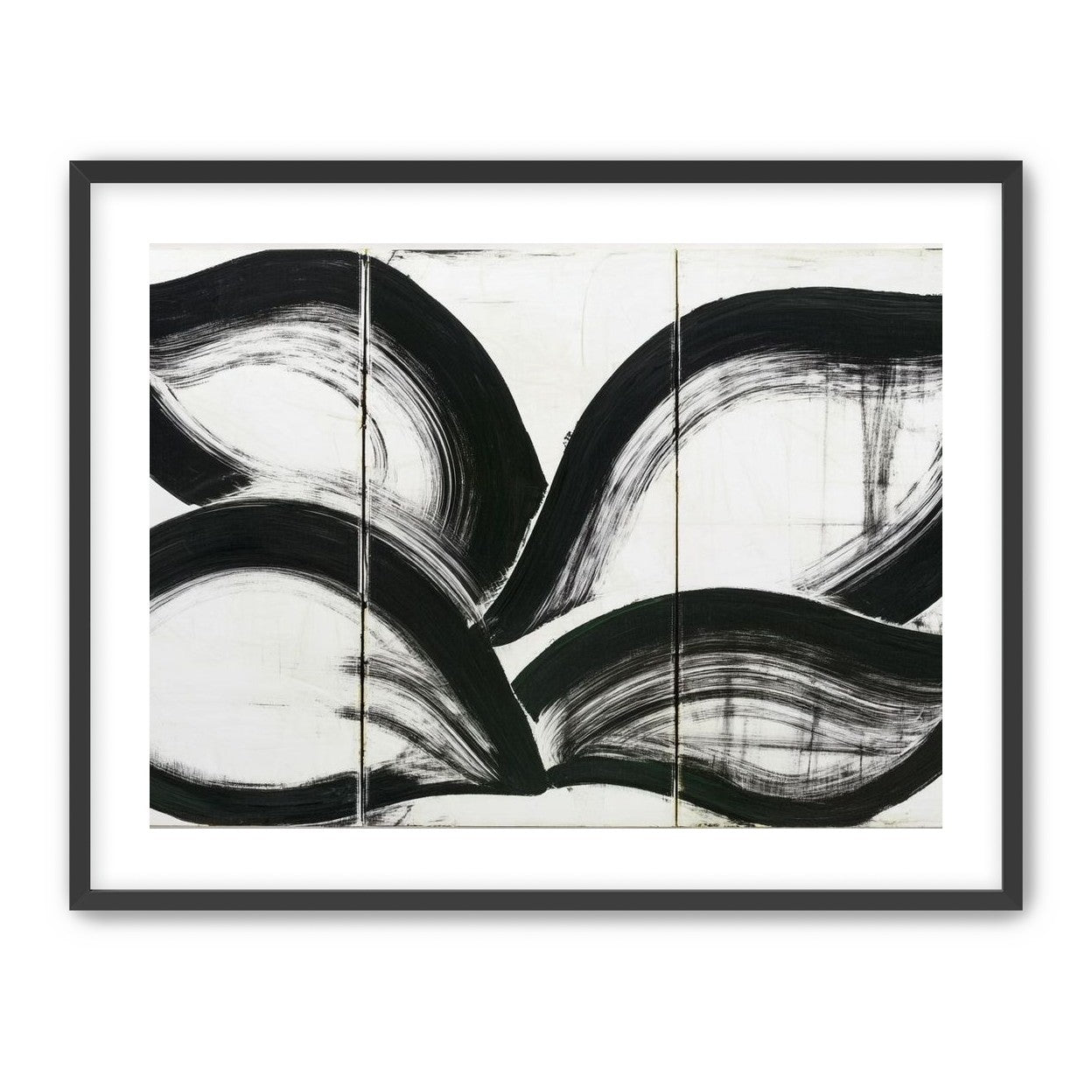 Black arcs across white panels