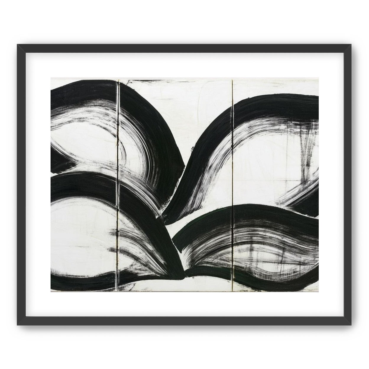 Black arcs across white panels