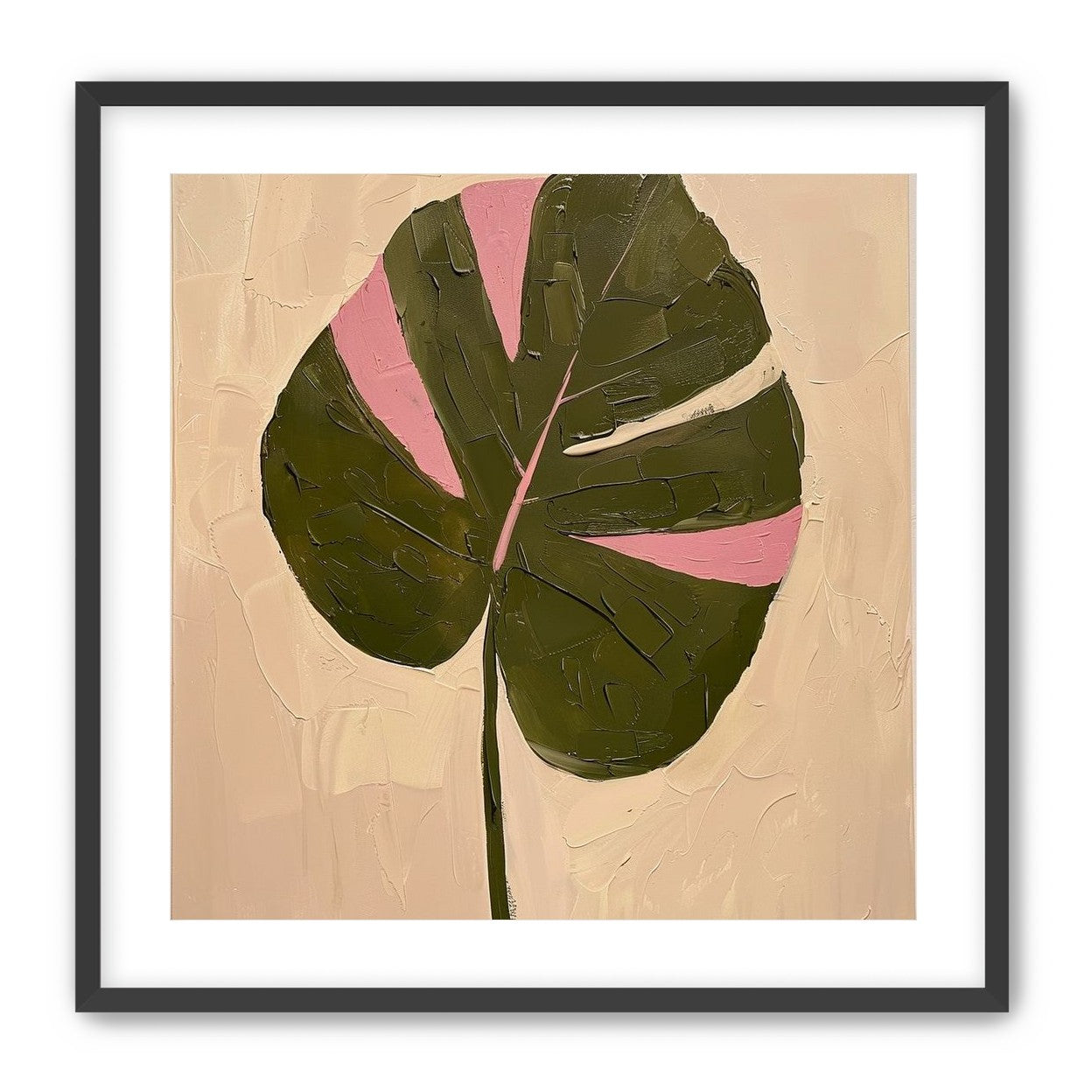 Pink banded leaf on plastered white
