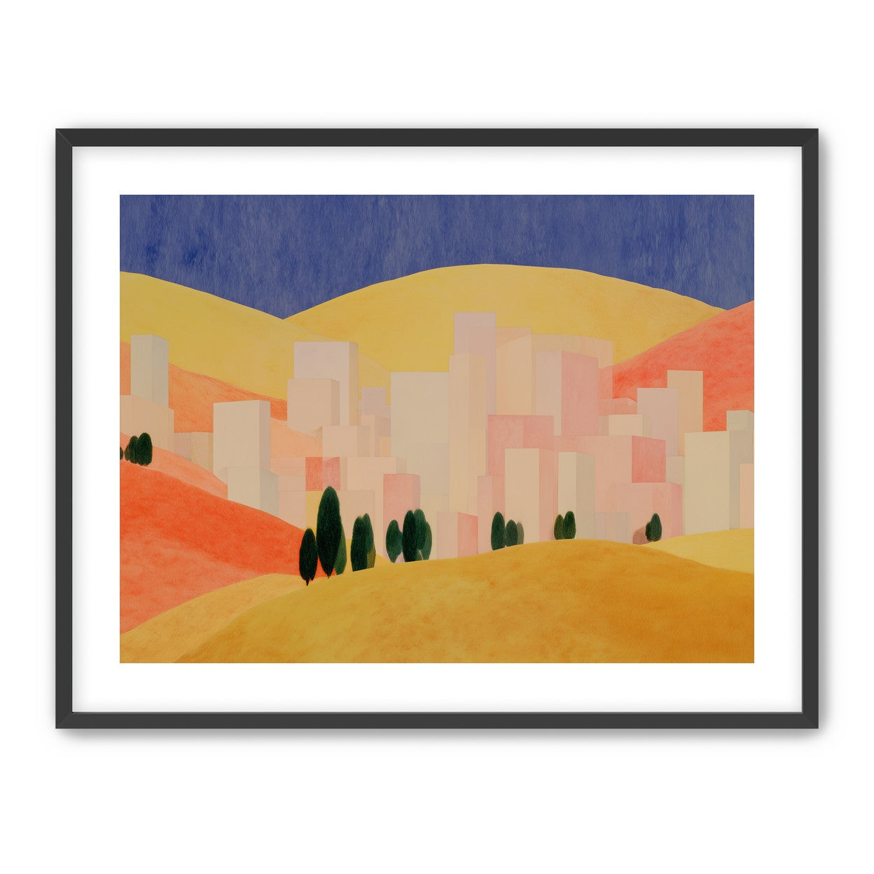 Blue sky over peach city
