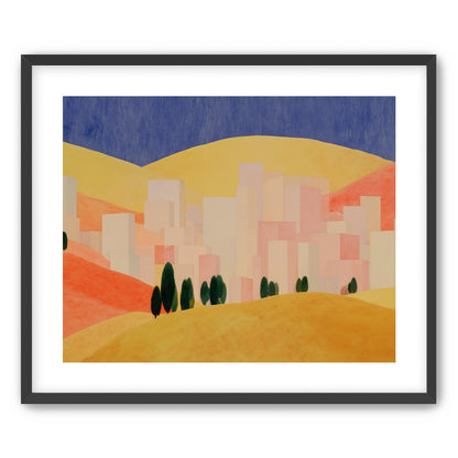 Blue sky over peach city
