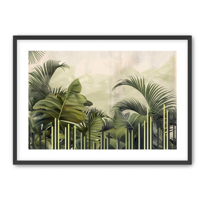 Pale sky over green fronds