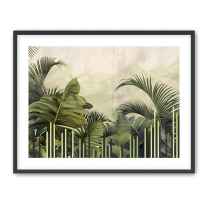 Pale sky over green fronds