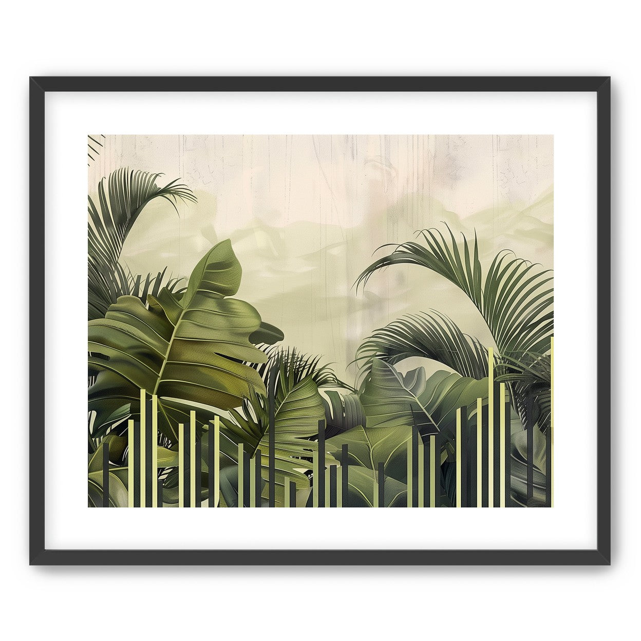 Pale sky over green fronds