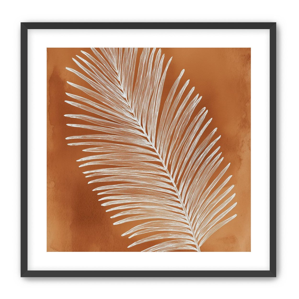 Palm frond in white ink