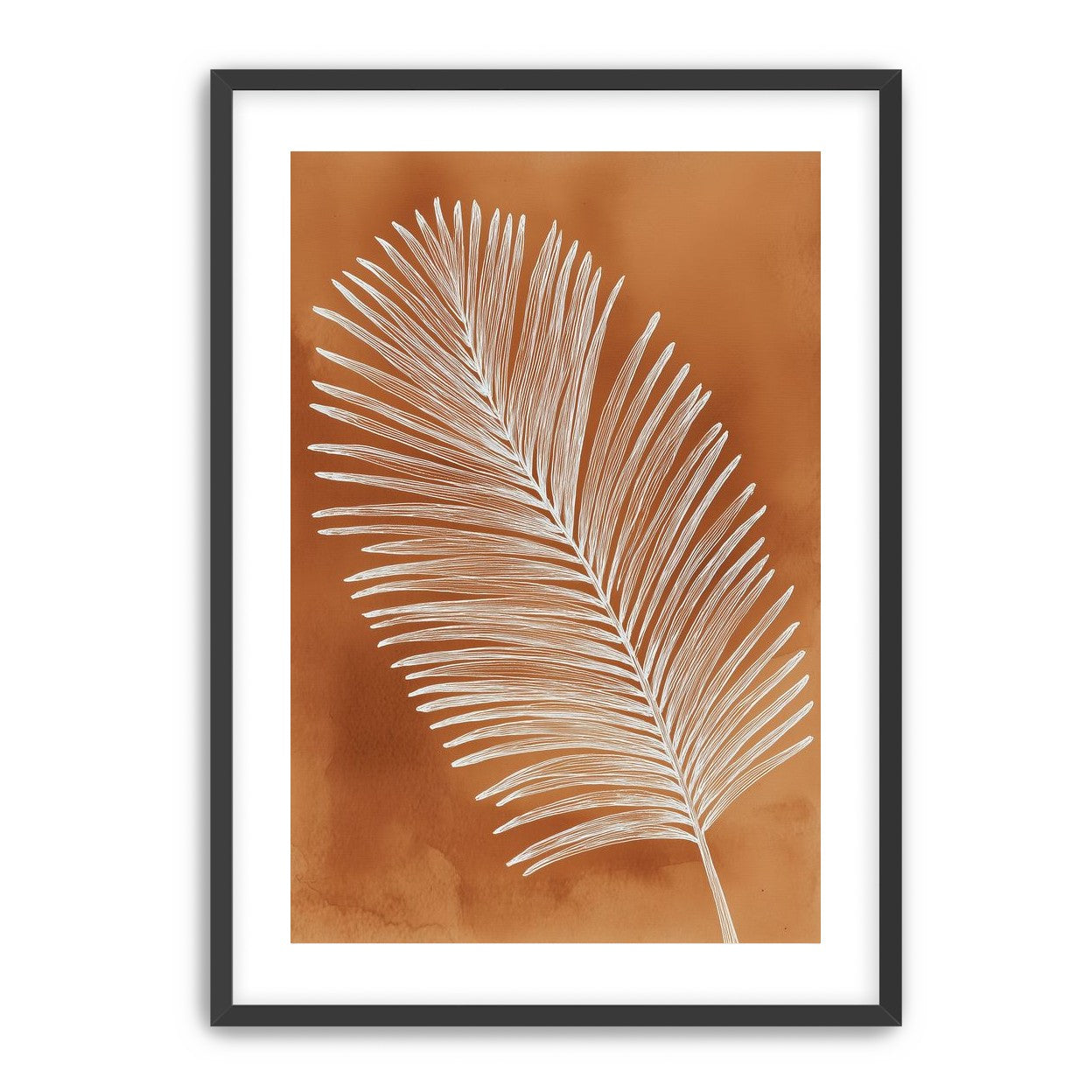 Palm frond in white ink