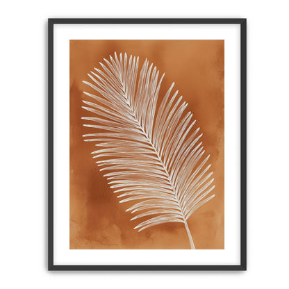 Palm frond in white ink
