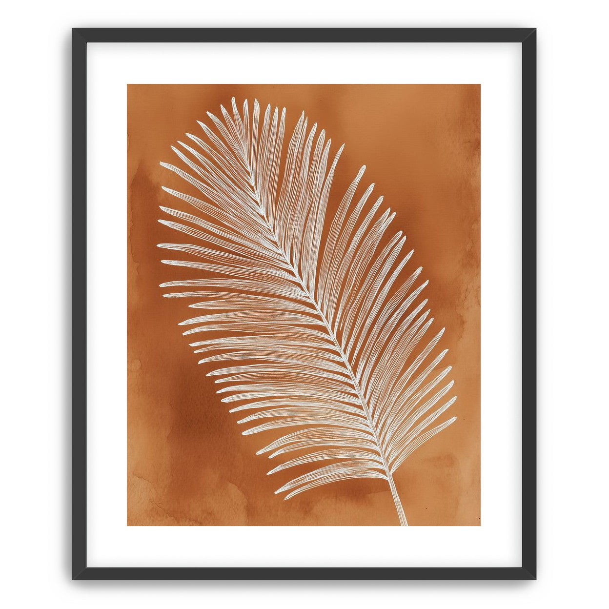 Palm frond in white ink