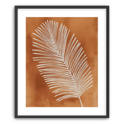 Palm frond in white ink