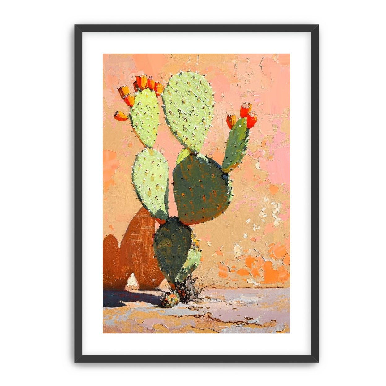Prickly pear in sunlit plaster