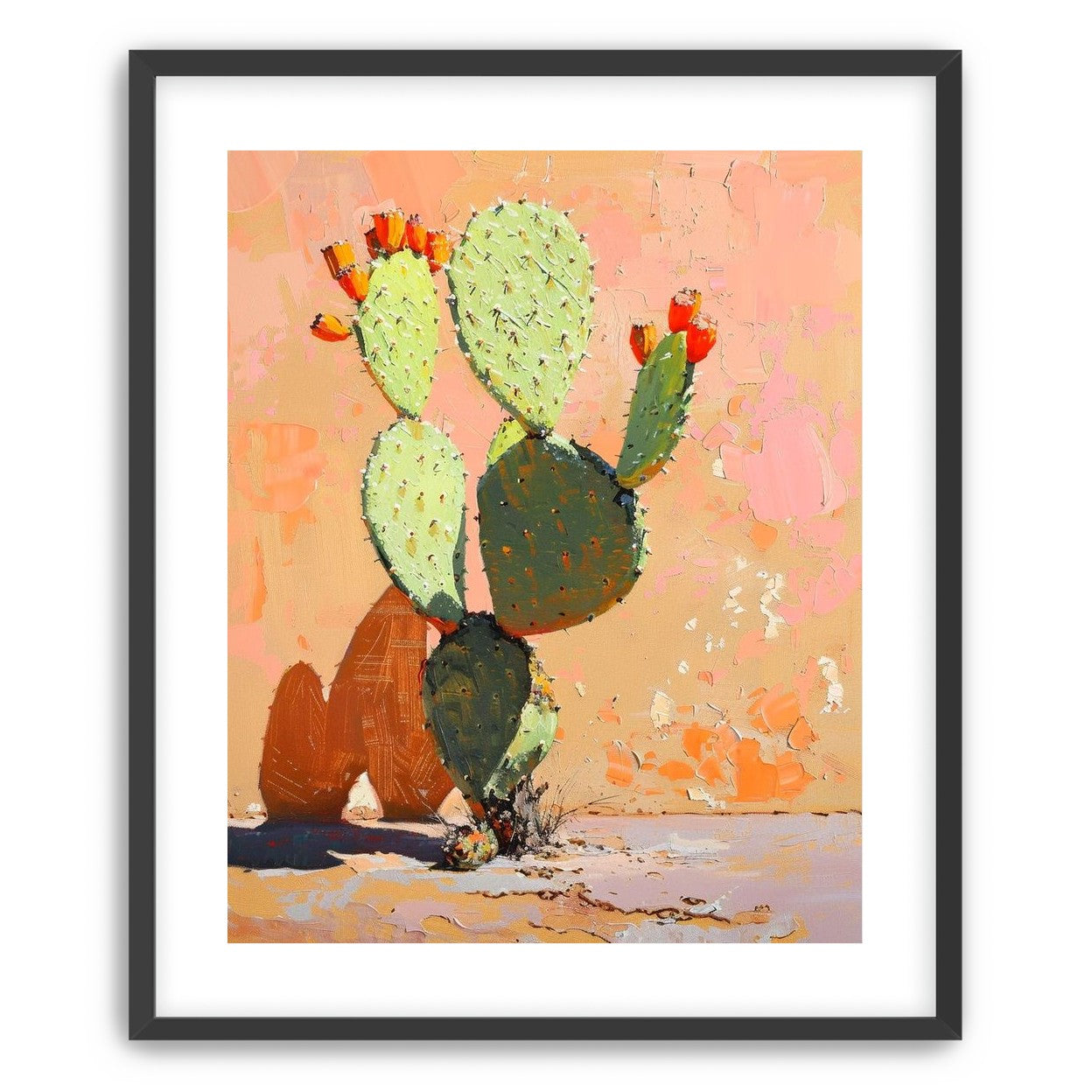 Prickly pear in sunlit plaster