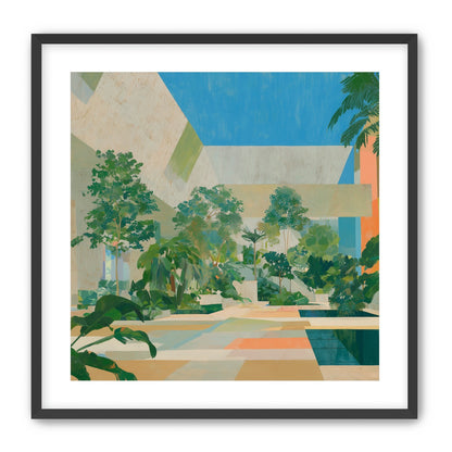 Courtyard where trees meet walls