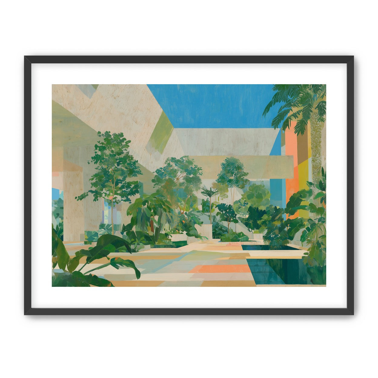 Courtyard where trees meet walls