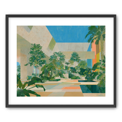 Courtyard where trees meet walls