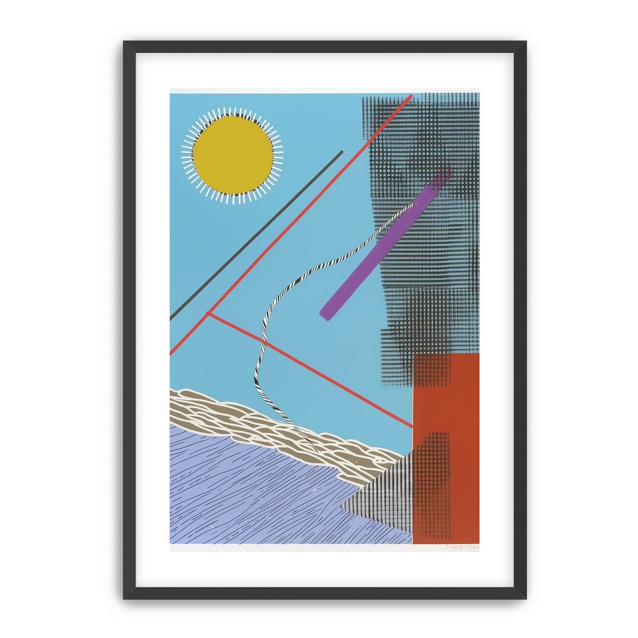 Yellow disc and crossed lines