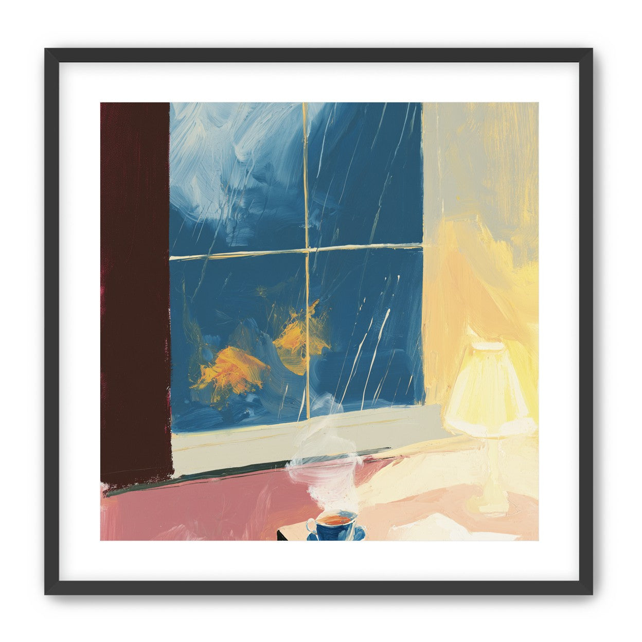 Lamplight on the rainy window