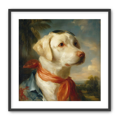 White dog in red scarf