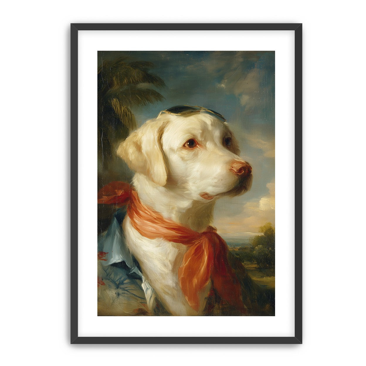 White dog in red scarf